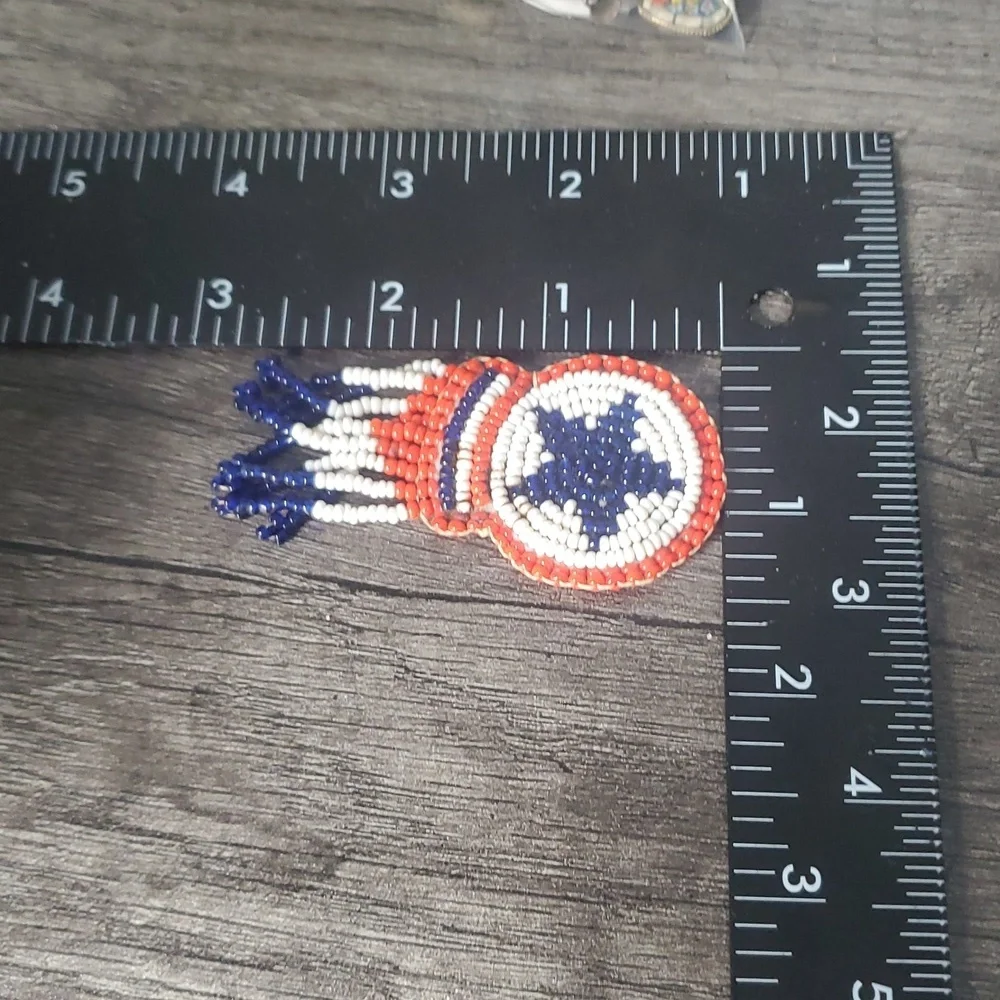Seed Beaded Star Brooch in Red, White,‎ and Blue B441